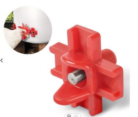 Red Automatic PP Water Nipple Drinker Chicken Feeder
